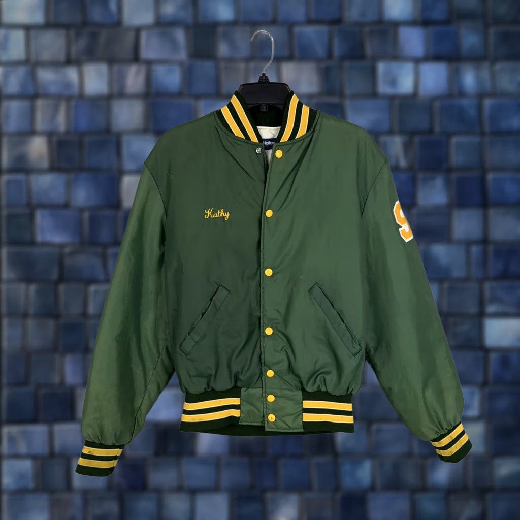 Holloway VINTAGE Holloway Varsity Jacket Womens Medium Green 90s Heritage Cheerleader Embroidered Pockets Snaps Size M / US 6-8 / IT 42-44 - 1 Thumbnail