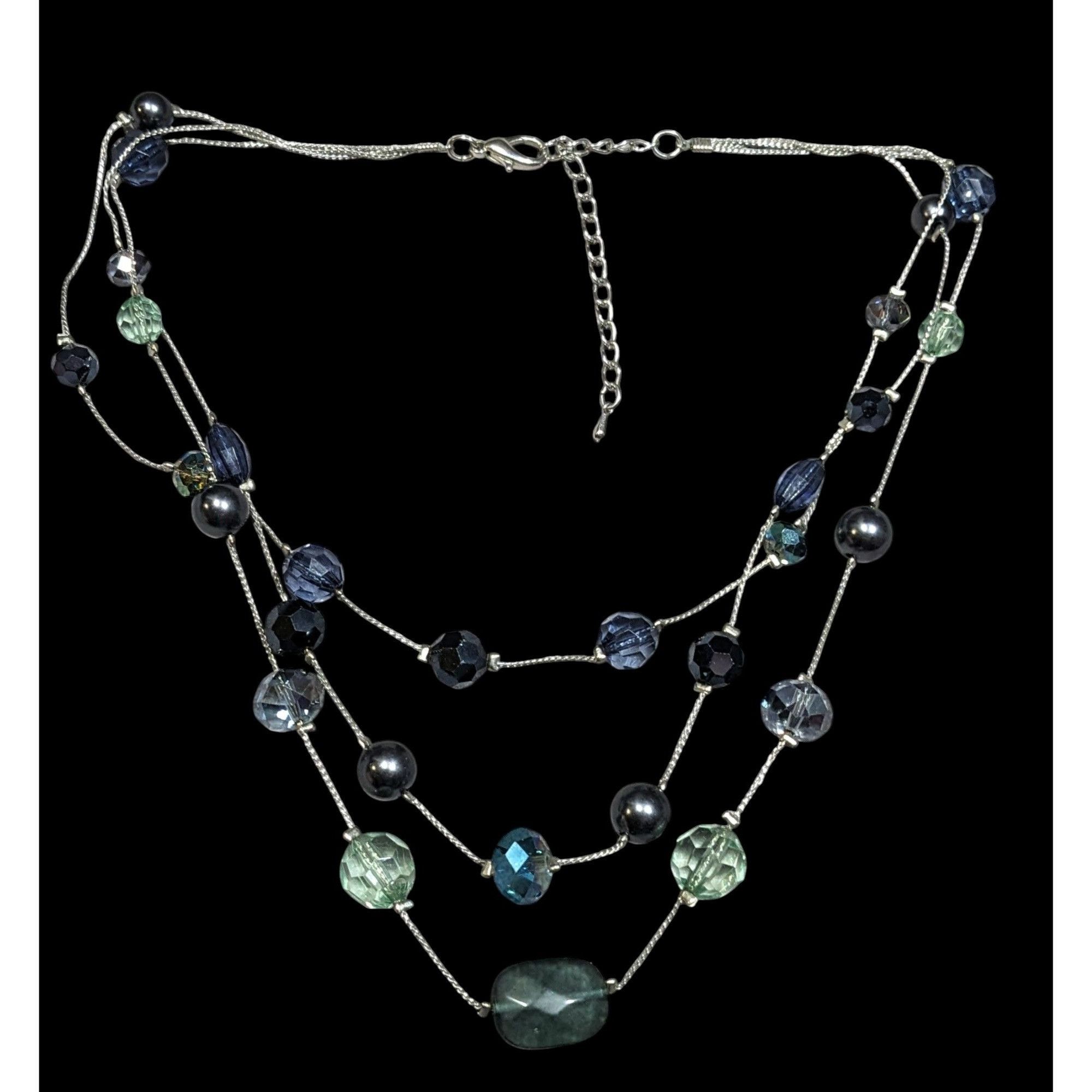 Other Multilayer Blue And Silver Tone Layered Glass And Faux Pearl Size ONE SIZE - 1 Thumbnail