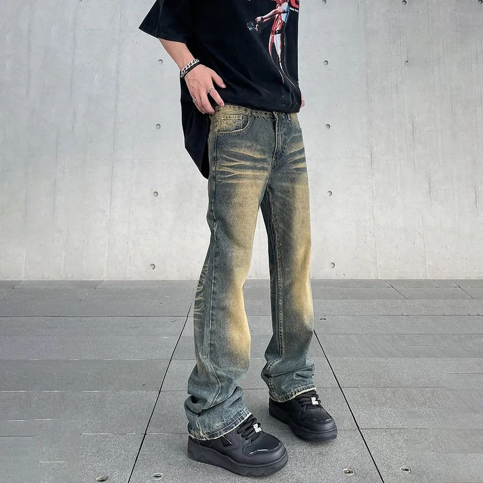 image of Distressed Denim x Vintage Gradient Flare Jeans in Blue, Men's (Size 34)