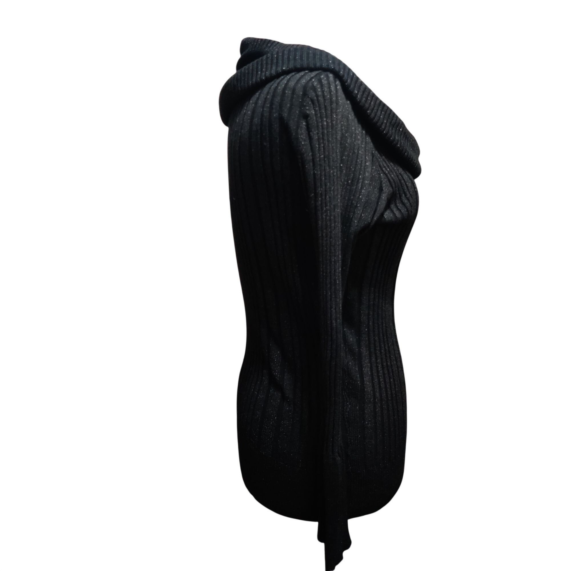 Other GNW L Womens Black Sweater Ribbed Metallic Cowl Neck Stretch Size L / US 10 / IT 46 - 5 Thumbnail
