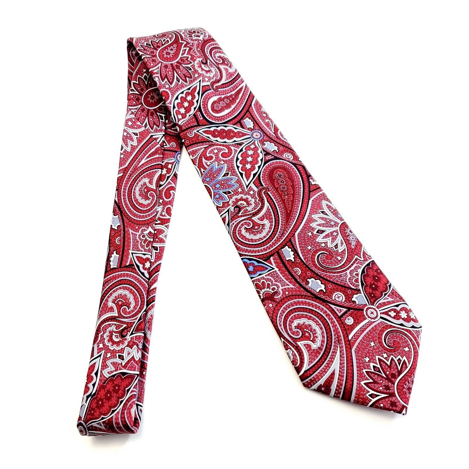 Designer Geoffrey Beene Red Paisley Print Silk Tie Size ONE SIZE - 6 Thumbnail