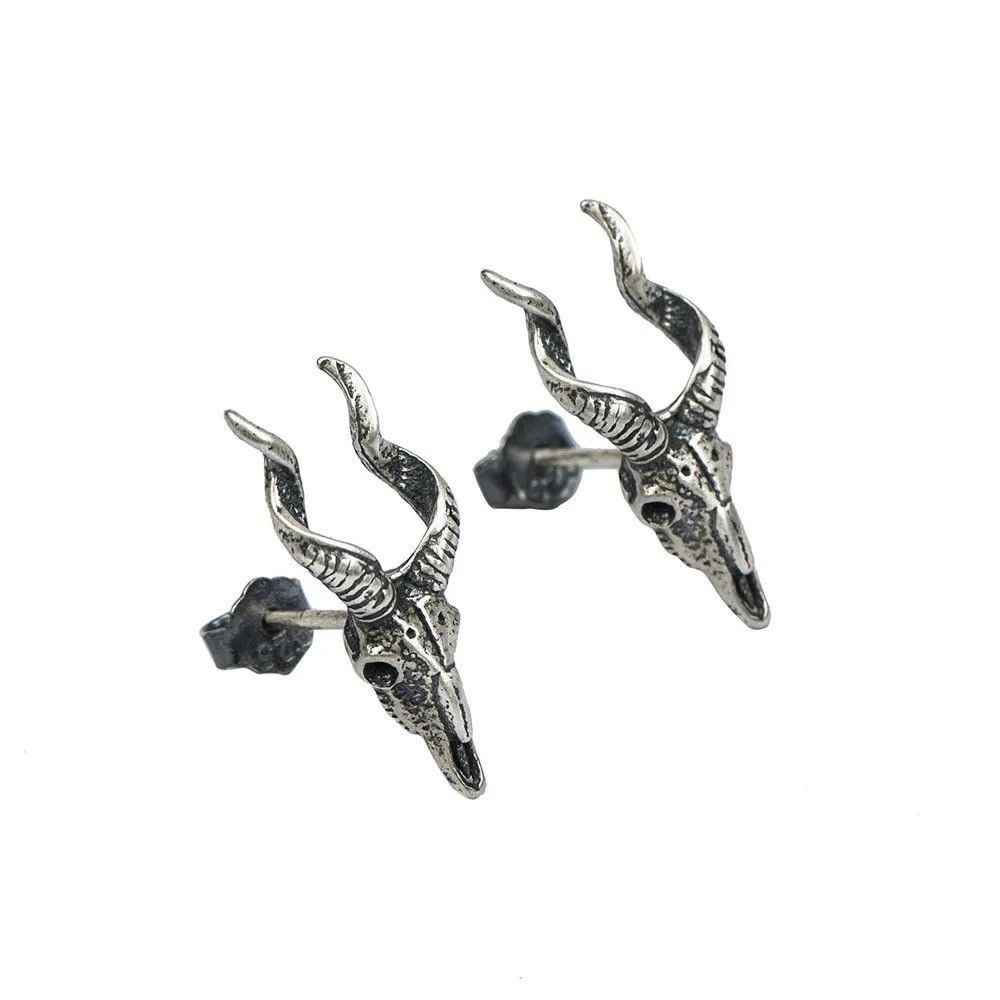 Jewelry Skull Goat Stud Earrings 925 Sterling Charm Earring Size ONE SIZE - 8 Thumbnail