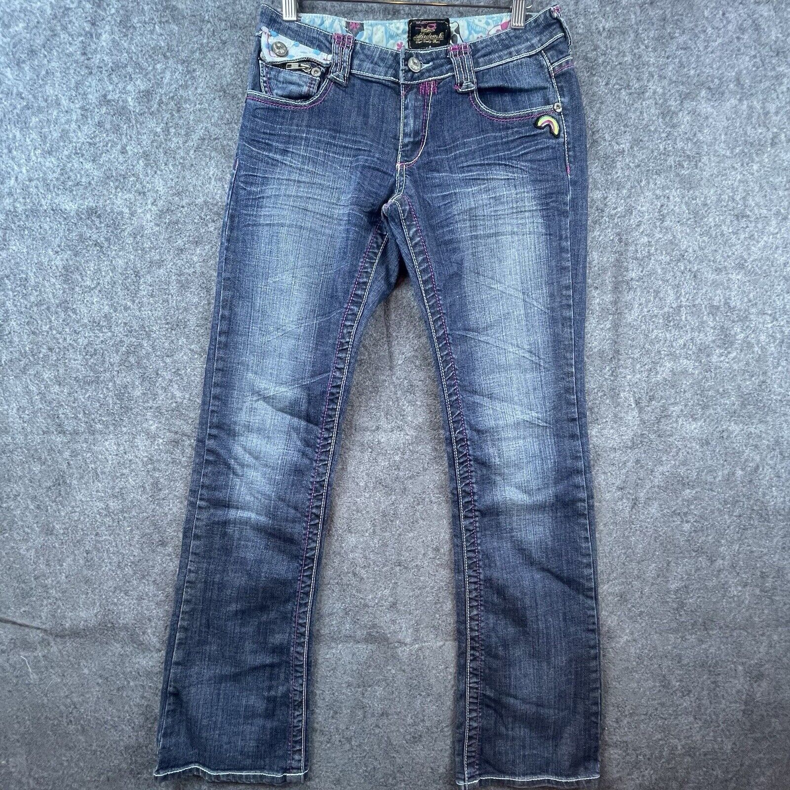 Akademiks Akademiks Jeans Womens 28 Boot Flap Pockets Rainbow Mushroom Size 28" / US 6 / IT 42 - 2 Thumbnail