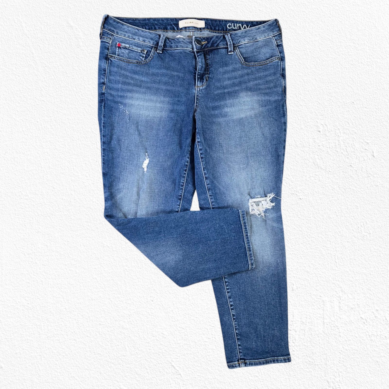 Other Medium Wash Distressed Curvy Straight Jeans Size 16 Size 38" / US 16 / IT 52 - 11 Thumbnail