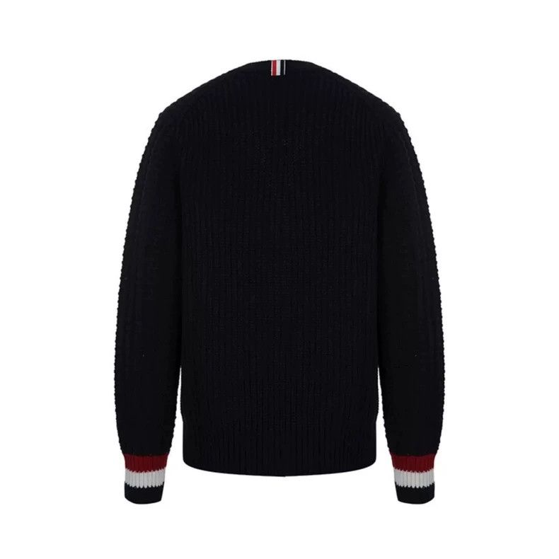 Thom Browne Thom Browne A dark blue wool knit coat Size US L / EU 52-54 / 3 - 3 Thumbnail