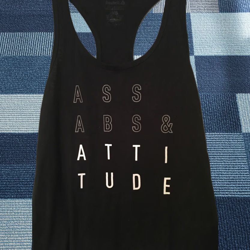 Reebok REEBOK Women's ASS ABS & ATTITUDE Workout T-Shirt Black XS Tank Top Small Logo CrossFit Gym Pullover Size XS / US 0-2 / IT 36-38 - 1 Thumbnail
