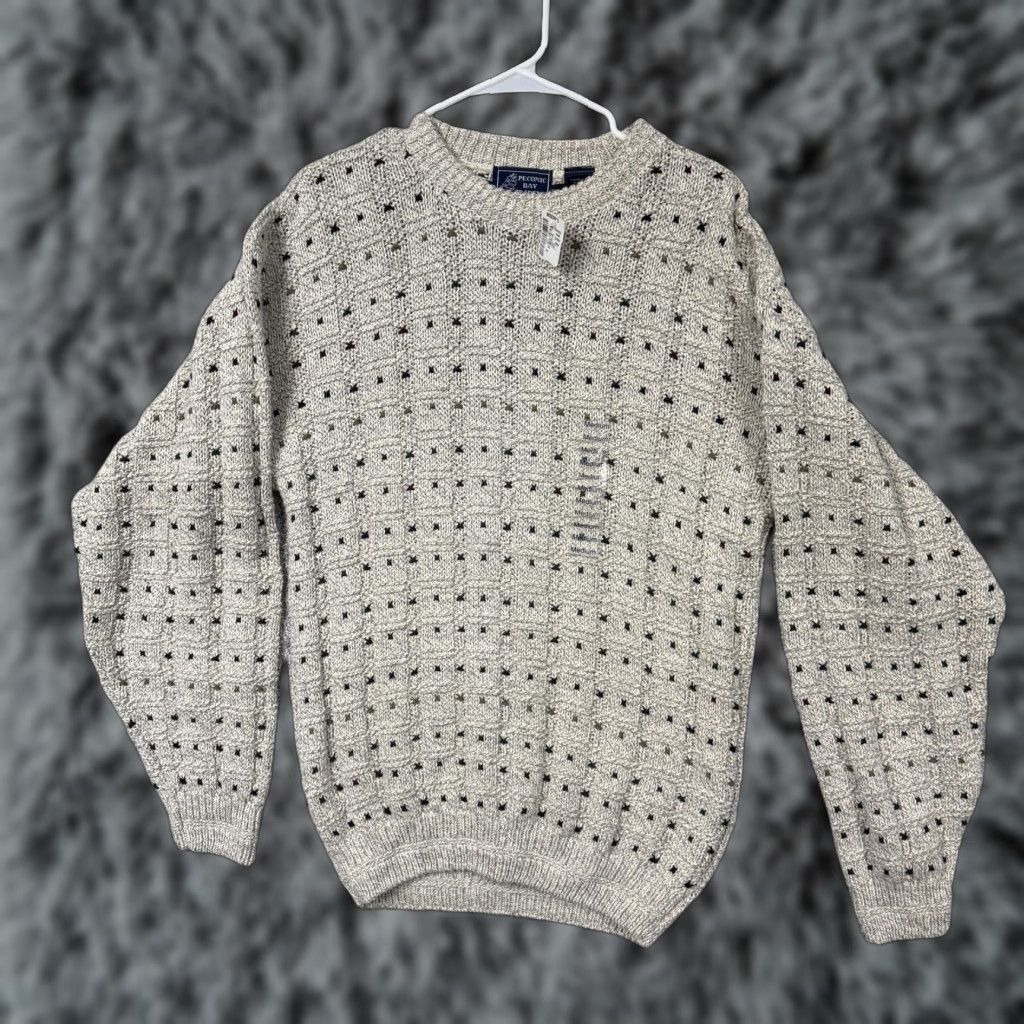 Vintage VINTAGE Peconic Bay Traders Sweater M Beige Geometric Chunky-Knit Heavyweight Mens Crew Neck Pullover, 100% Cotton, Winter, Casual Size US M / EU 48-50 / 2 - 1 Thumbnail