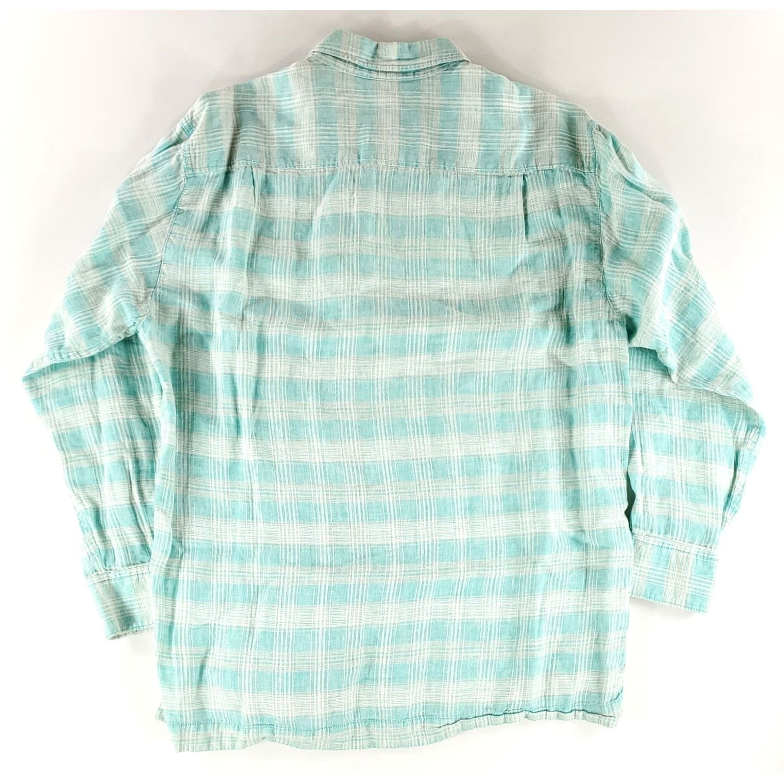 Tommy Bahama Tommy Bahama Button-Up Shirt Linen Long Sleeve Plaid Green White Mens L Size US L / EU 52-54 / 3 - 4 Thumbnail