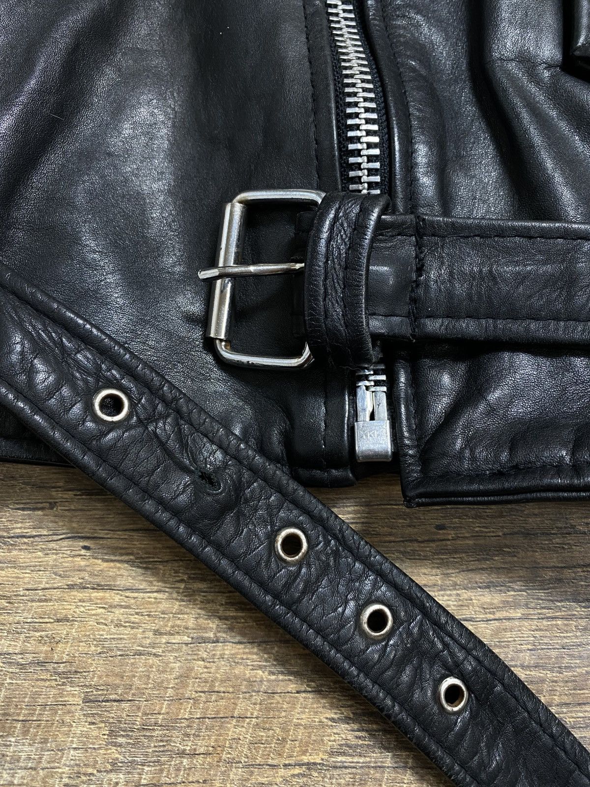 Leather Classic Black Leather Double Rider Biker Jacket Size S, YKK Size US S / EU 44-46 / 1 - 5 Thumbnail