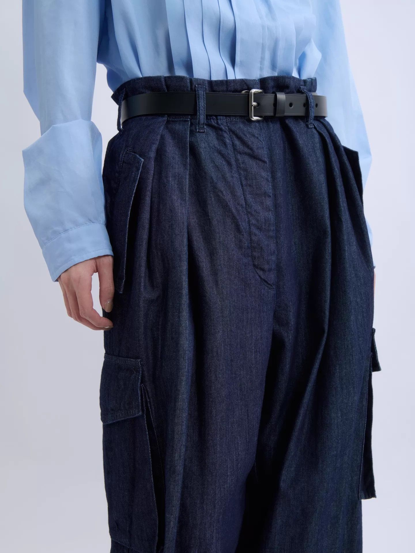 Dries Van Noten Dries Van Noten High-Waisted Wide-Leg Denim Work Pants Size 25" / US 0 / IT 36 - 7 Thumbnail