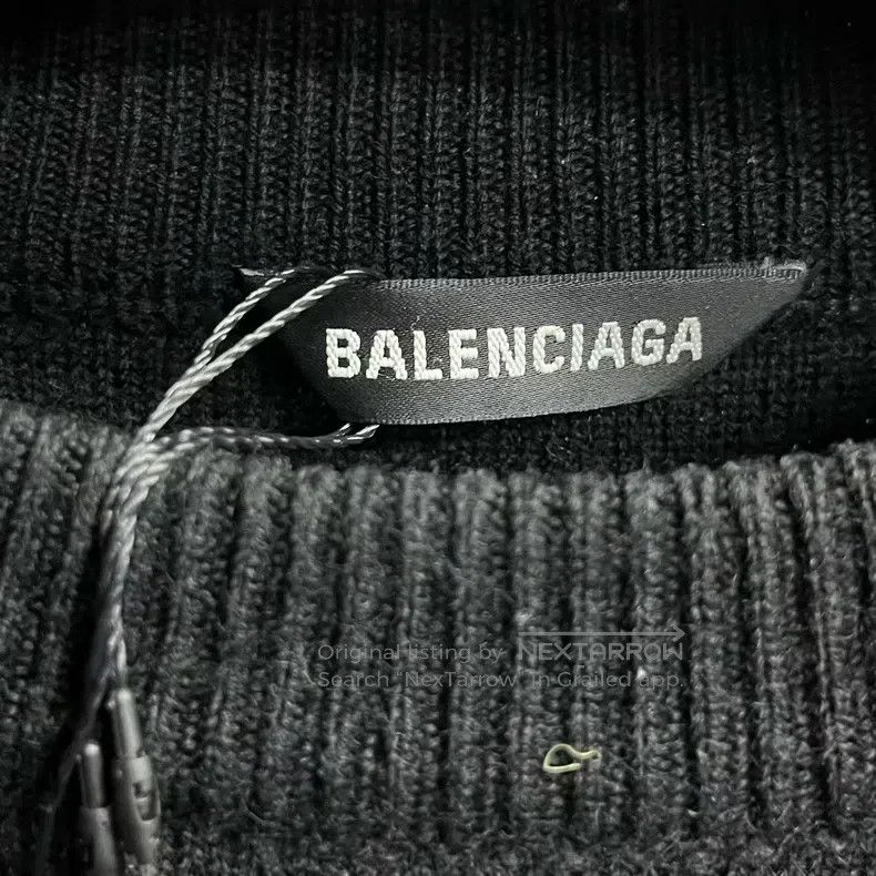 Balenciaga Balenciaga Black Logo Letter Embroidered Crewneck Long-sle Size US M / EU 48-50 / 2 - 2 Thumbnail