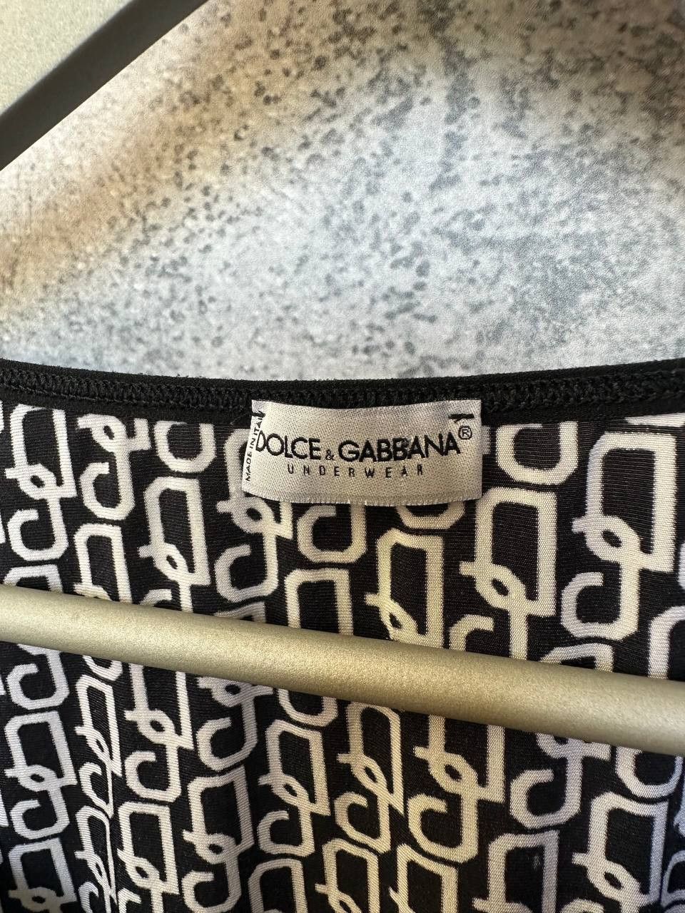 Dolce & Gabbana × Vintage Dolce & Gabbana Monogram Logo Print Stretch Top – Y2K Long Size L / US 10 / IT 46 - 10 Thumbnail