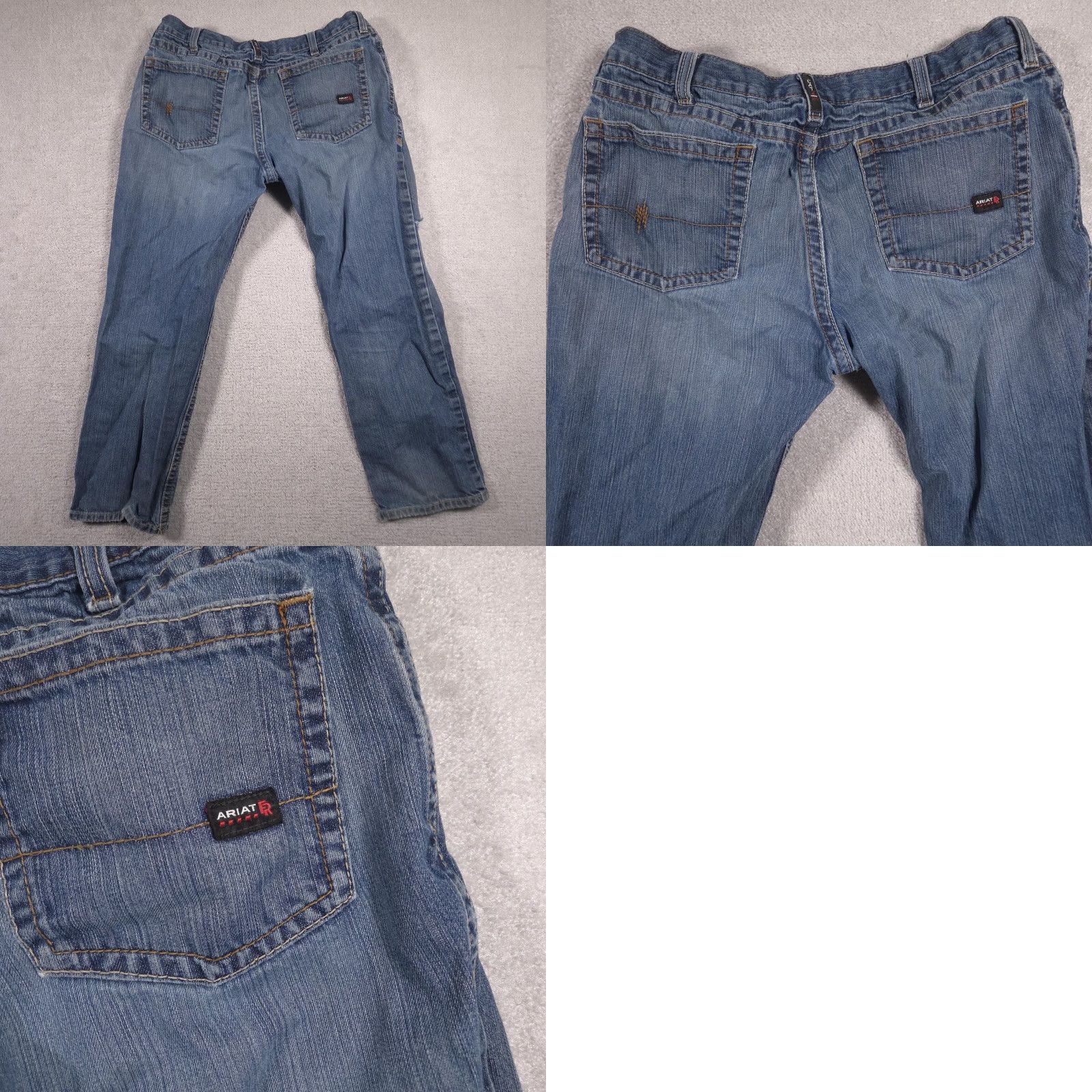Ariat Ariat FR M3 Jeans Mens 38x30 Blue Relaxed Straight Denim Ripped Knee Workwear Jeans Size US 38 / EU 54 - 10 Thumbnail