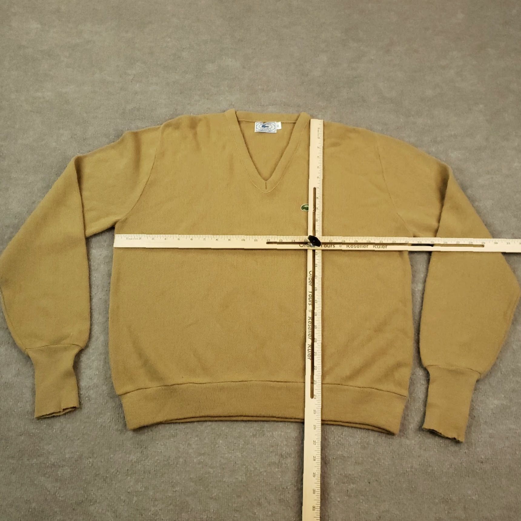 Lacoste IZOD Mens XL Brown V Neck Sweater Long Sleeve Pullover Casual Size US XL / EU 56 / 4 - 2 Thumbnail