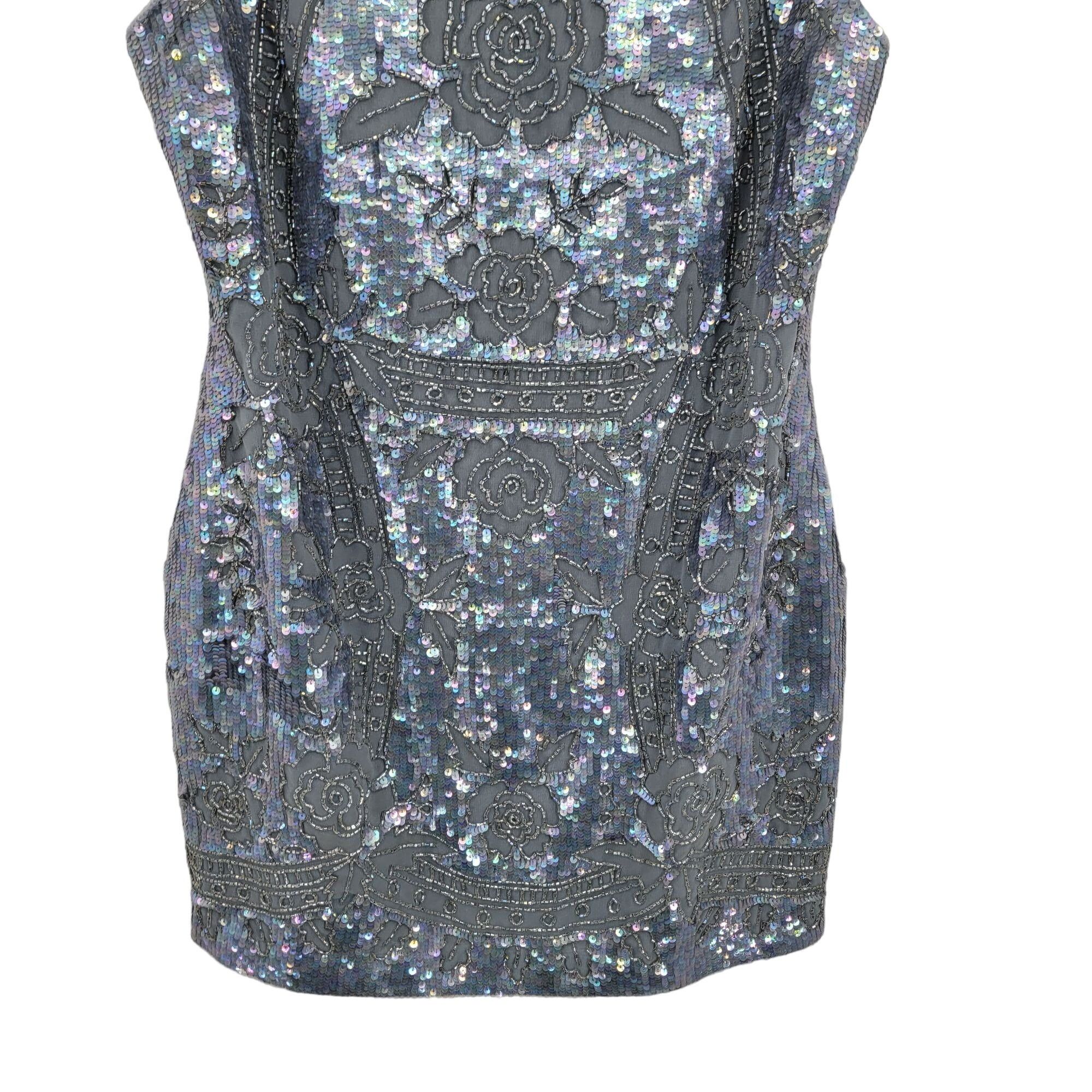 REVOLVE Revolve Needle & Thread Dress Sz 10 Dust Blue Lace Mini Sequ Size L / US 10 / IT 46 - 6 Thumbnail