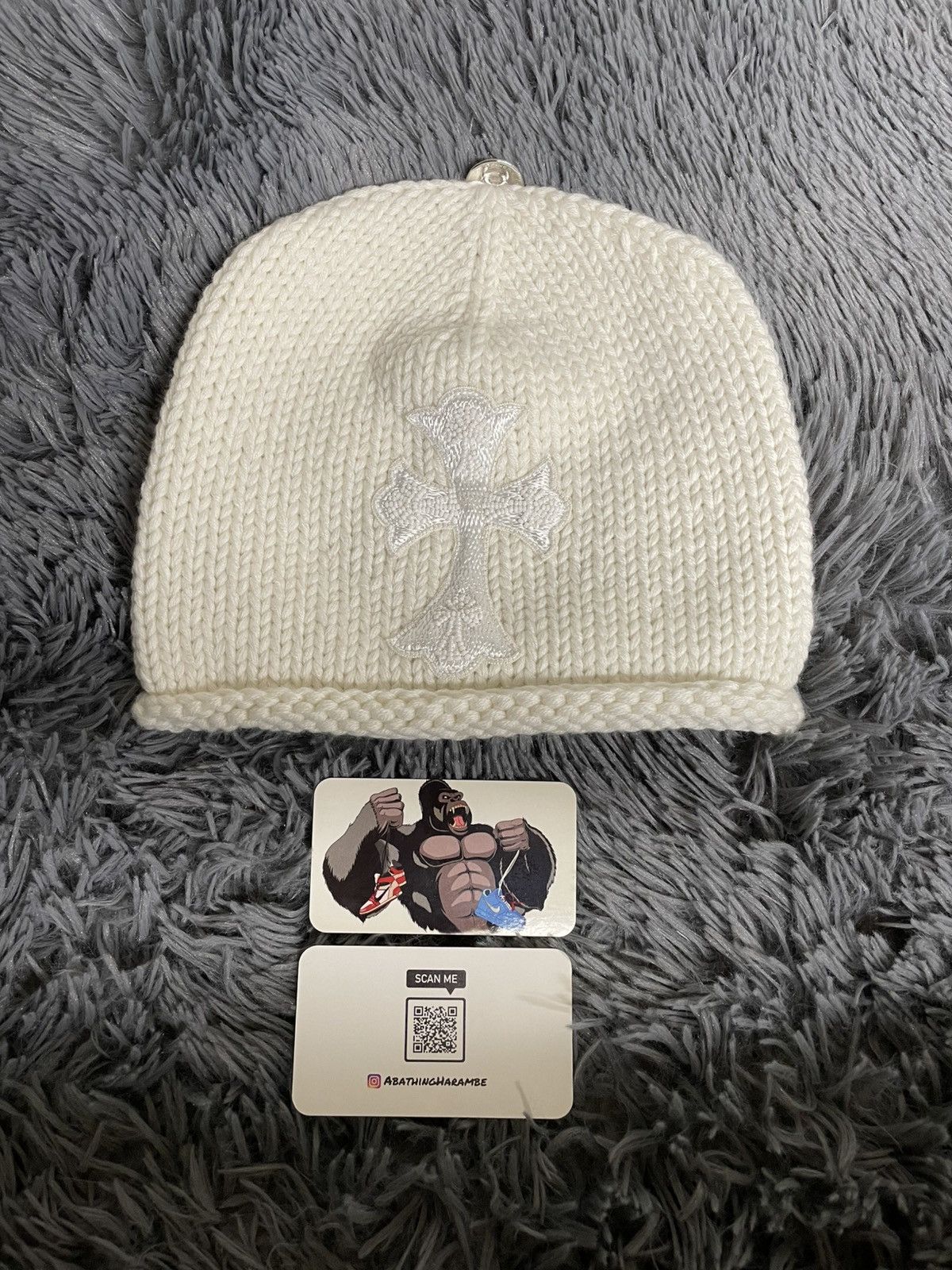 Chrome Hearts Chrome Hearts Beaded Cross Patch Cashmere Beanie Size ONE SIZE - 2 Thumbnail
