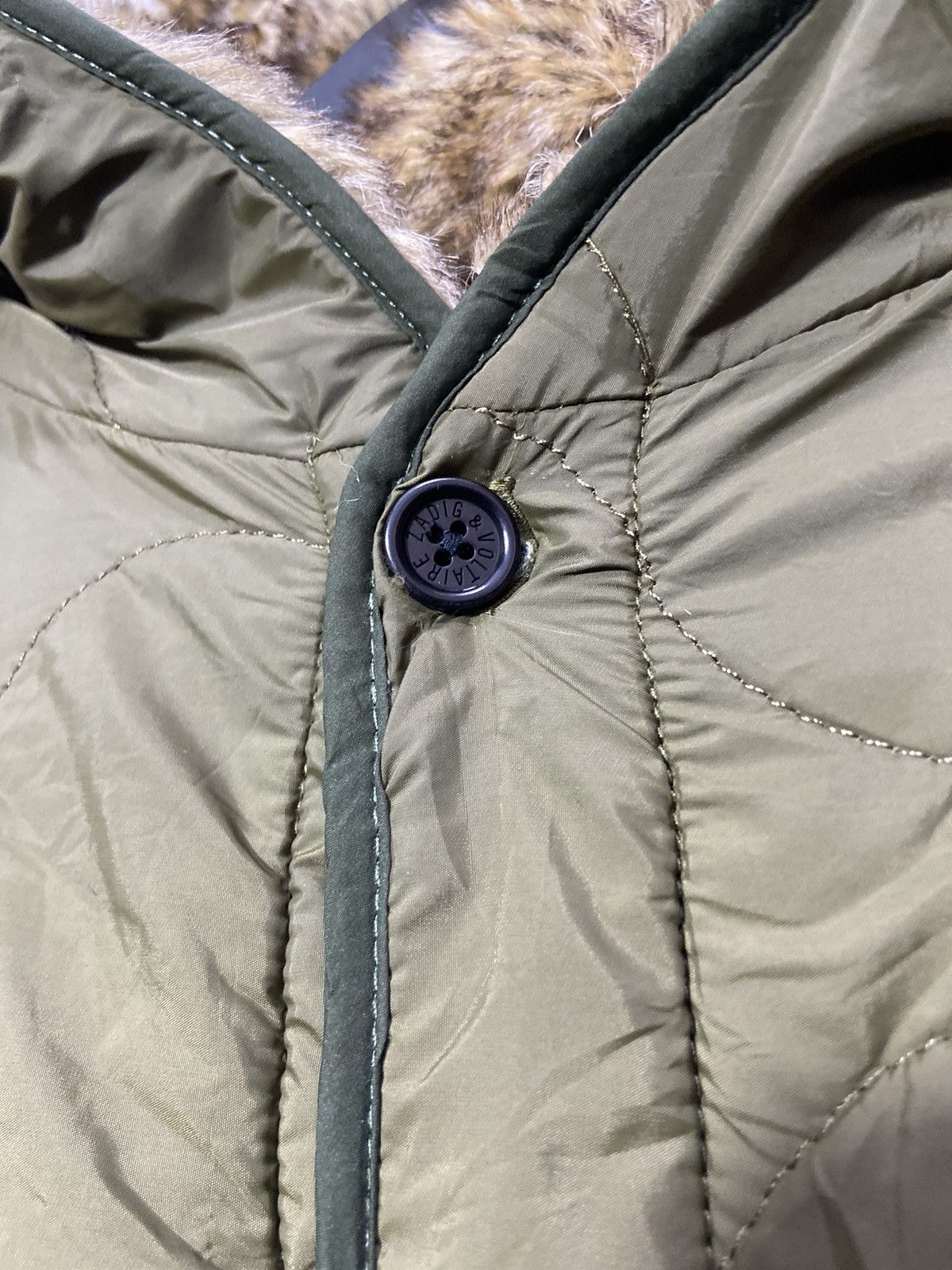 Zadig & Voltaire Zadig & Voltaire Green Fur Down Jacket Nylon Size US M / EU 48-50 / 2 - 8 Thumbnail