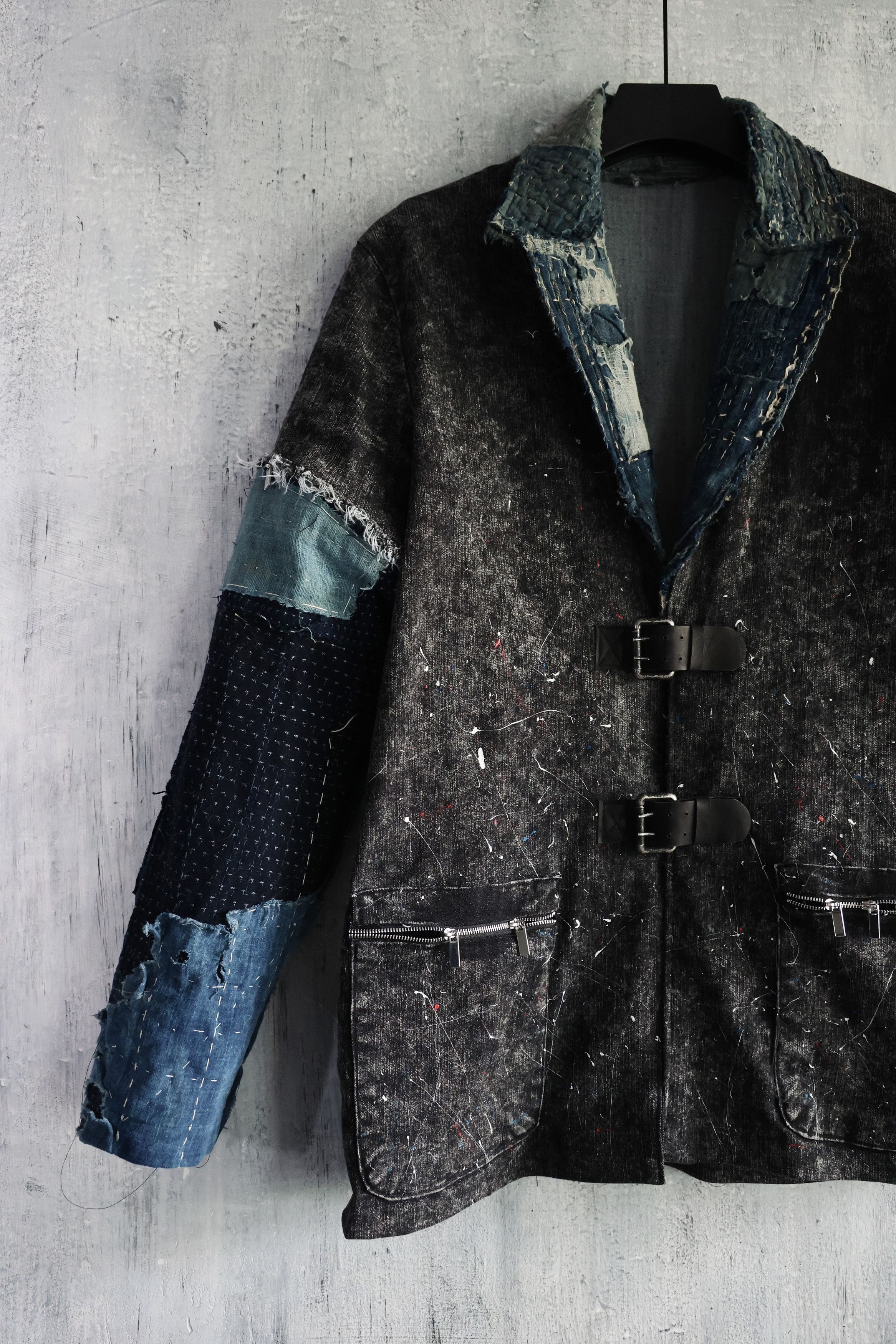Hana Indigo Washed denim jacket patched with Boro vintage japan textiles Size US M / EU 48-50 / 2 - 7 Thumbnail