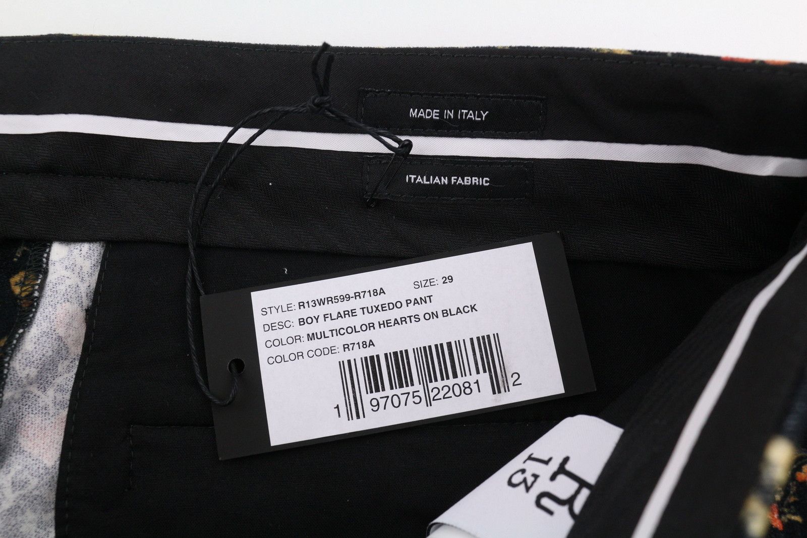 R13 BOY FLARE TUXEDO 29 Hearts Black PS26 Trousers 88917 Size 29" - 7 Thumbnail