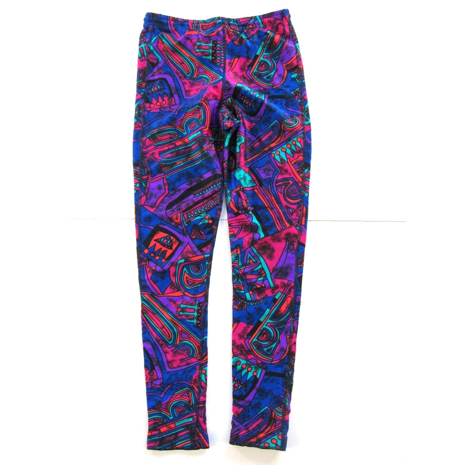 Pinko VINTAGE Moving Comfort Legging Women L Pink Purple Green Stretch Abstract Retro Geometric Activewear, Casual Womens Legging L Pink Retro Stretch Size 36" / US 14 / IT 50 - 2 Thumbnail