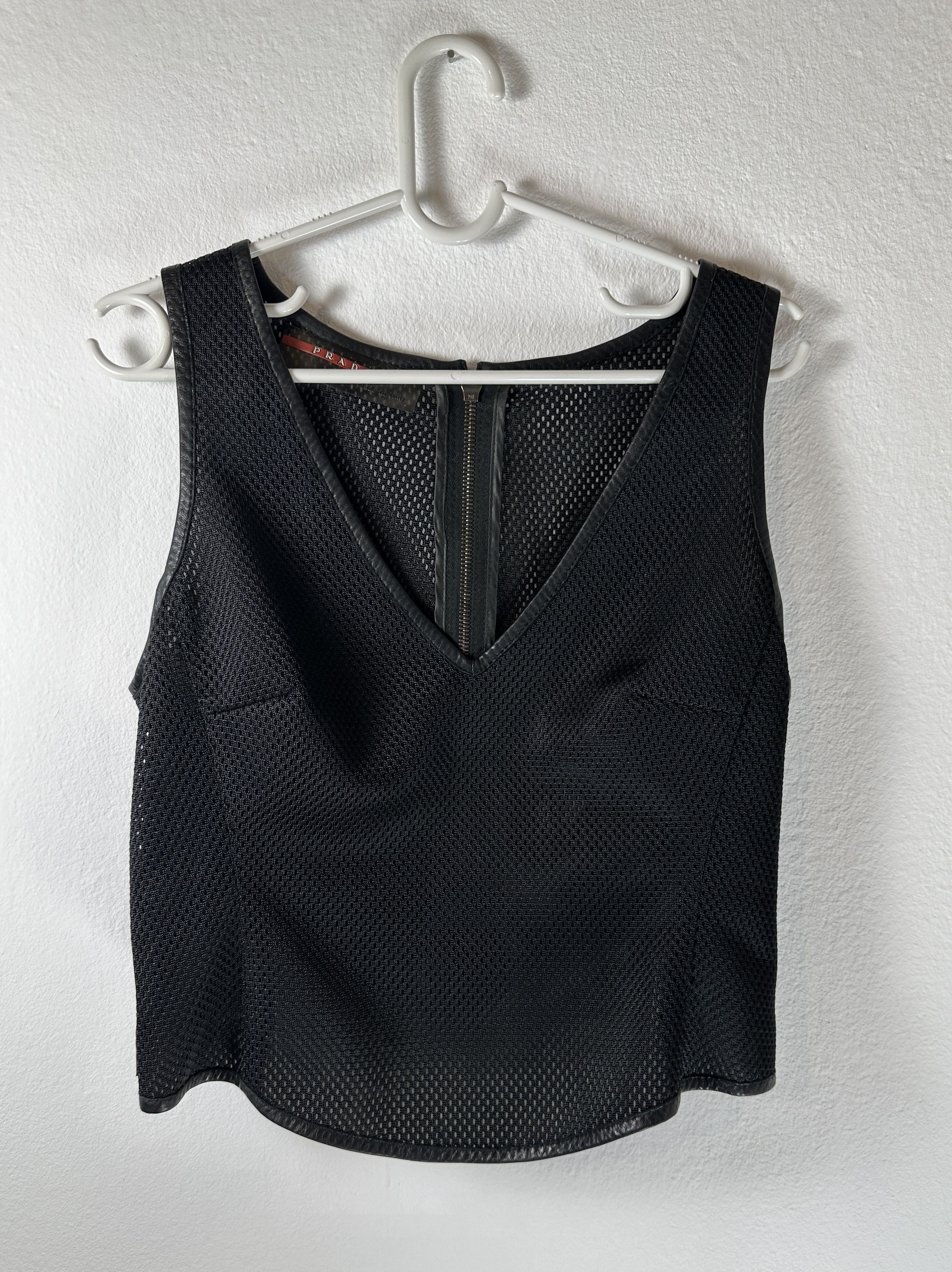 image of Prada Mesh Tank Top in Black, Women's (Size Small)