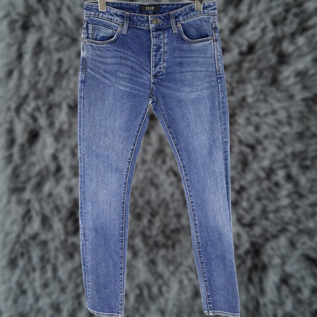 Vintage NEUW Hell Skinny Jeans Men's W31 L32 Button Fly Whiskers Denim Blue Size US 31 - 1 Thumbnail