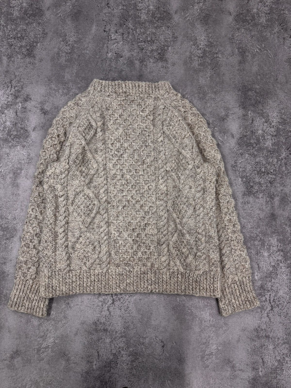 Carraig Donn Carraig Donn Handknits Women Aran Cable Knit Sweater Beige Size XS / US 0-2 / IT 36-38 - 4 Thumbnail