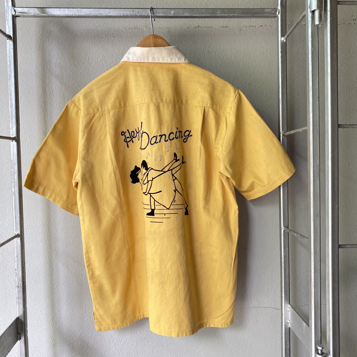 Vintage Girl Girl Yellow Contrast Collar Bowling Shirt Size M / US 6-8 / IT 42-44 - 1 Thumbnail