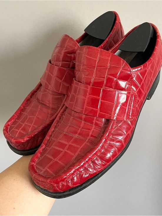 Patrick Cox Vintage 90s Wannabe Patrick Cox Red Croc Leather Loafers Size US 8.5 / IT 38.5 - 1 Thumbnail