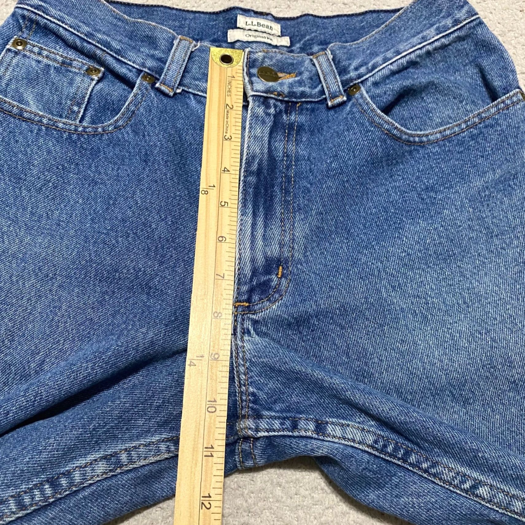 Vintage L.L. Bean Womens Jeans 6P Blue Denim Medium Wash Straight High Rise Original Fit Size 28" / US 6 / IT 42 - 7 Thumbnail