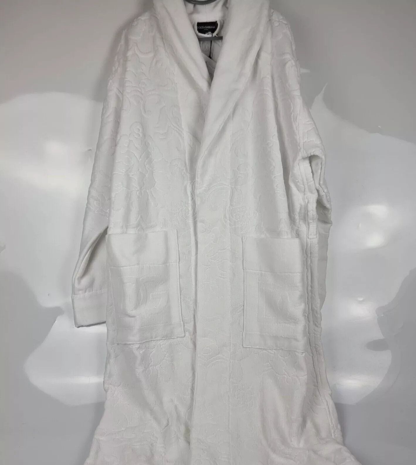 image of Dolce Gabbana Dolce&gabbana White Unisex Terry Cotton Bath Robe New, Men's (Size Medium)