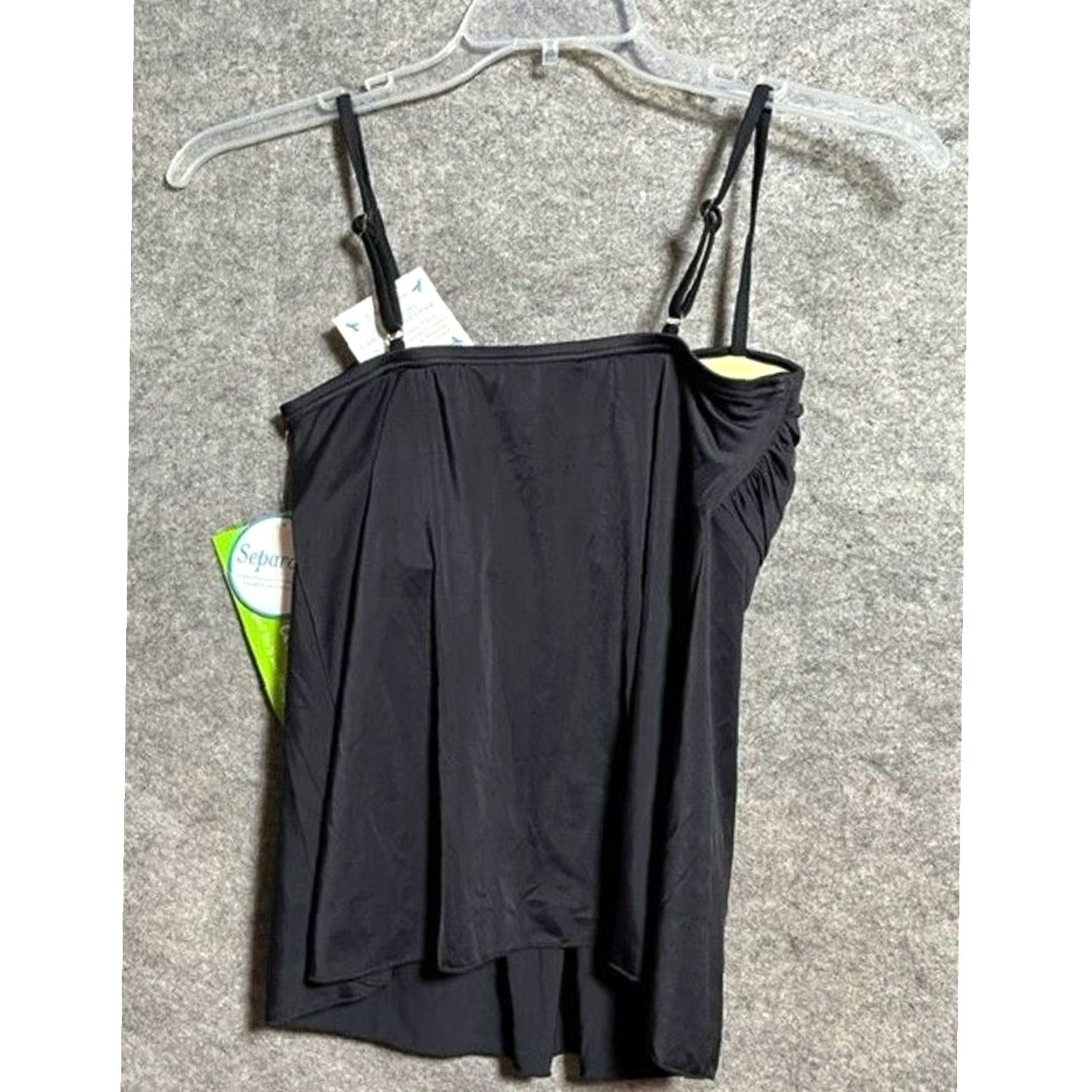 Vintage Fit 4 U Tankini Top Size 8 Tankini Women Slimming Tummy Control Padded Built-In Bra Adjustable Strap Black Beach 50s Pin Up Retro Modest Soild Pattern Size M / US 6-8 / IT 42-44 - 2 Thumbnail