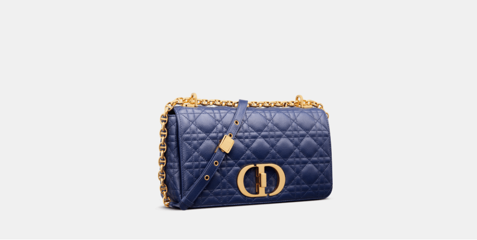 o1w1db10124 Size: OS Medium Dior Caro Bag in Royal Blue