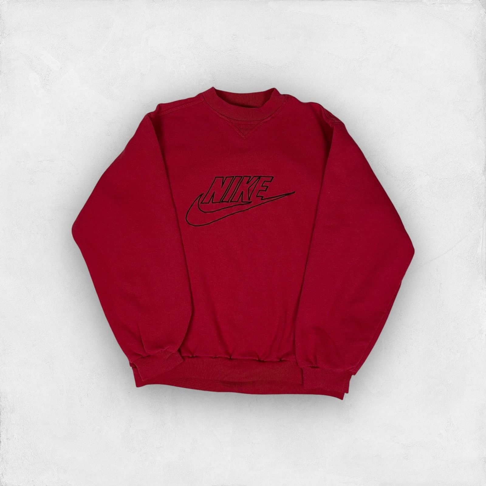 Nike × Vintage Nike Men's Red Cotton Swoosh Crew Neck Pullover Sweatshirt Size US M / EU 48-50 / 2 - 1 Thumbnail
