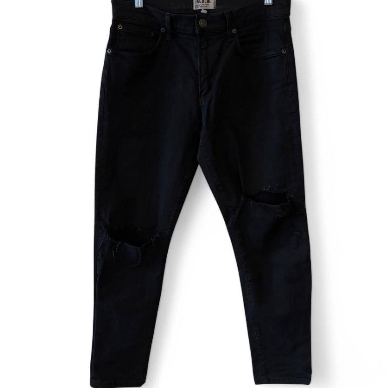 Agolde Agolde Feel Good Men’s Black Ripped Knee Skinny Jeans Size US 31 - 2 Thumbnail