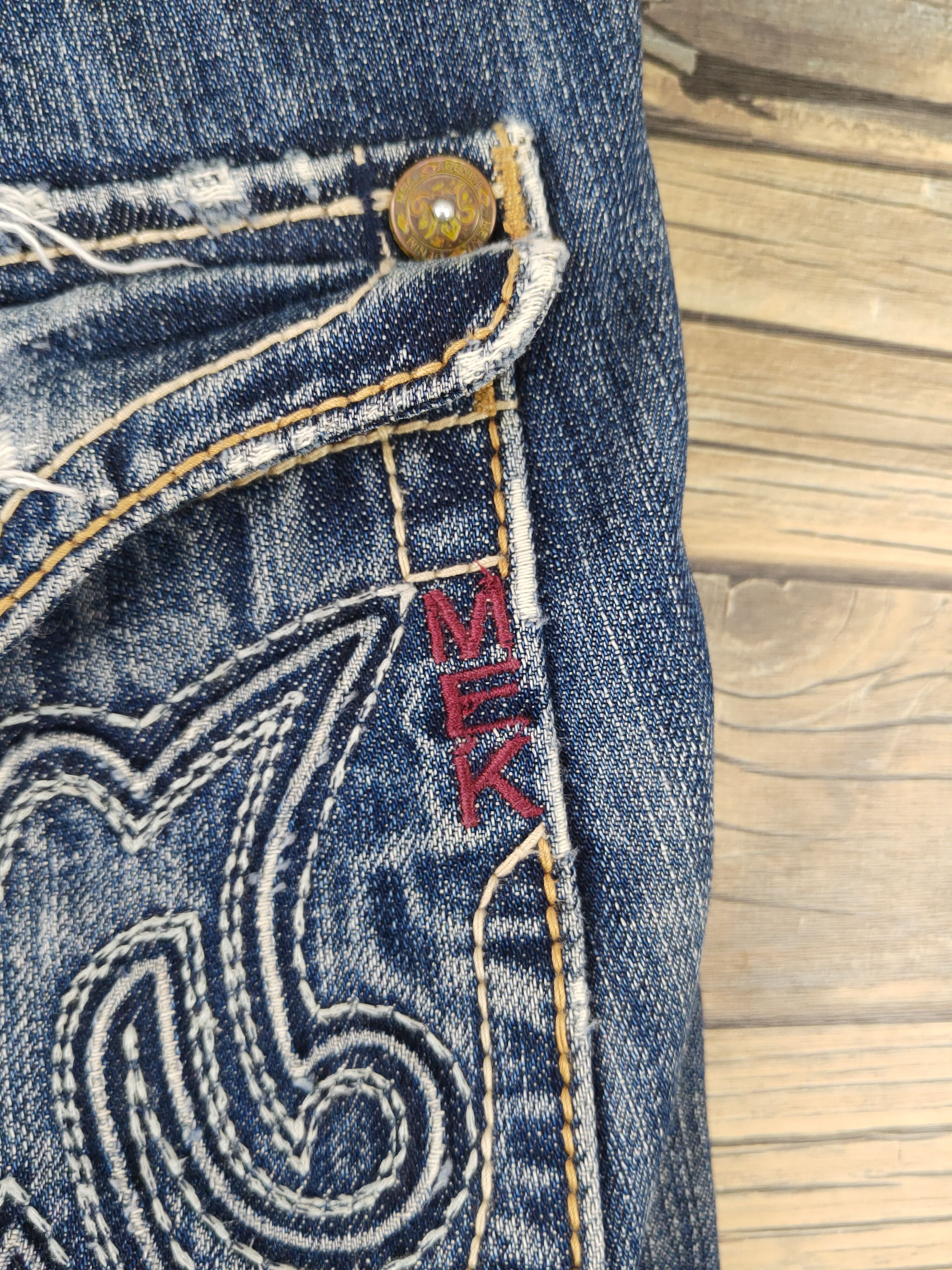 Mek Denim Mek Denim Dark Blue Distressed Ripped Jeans #W1700 Size 30" / US 8 / IT 44 - 10 Thumbnail