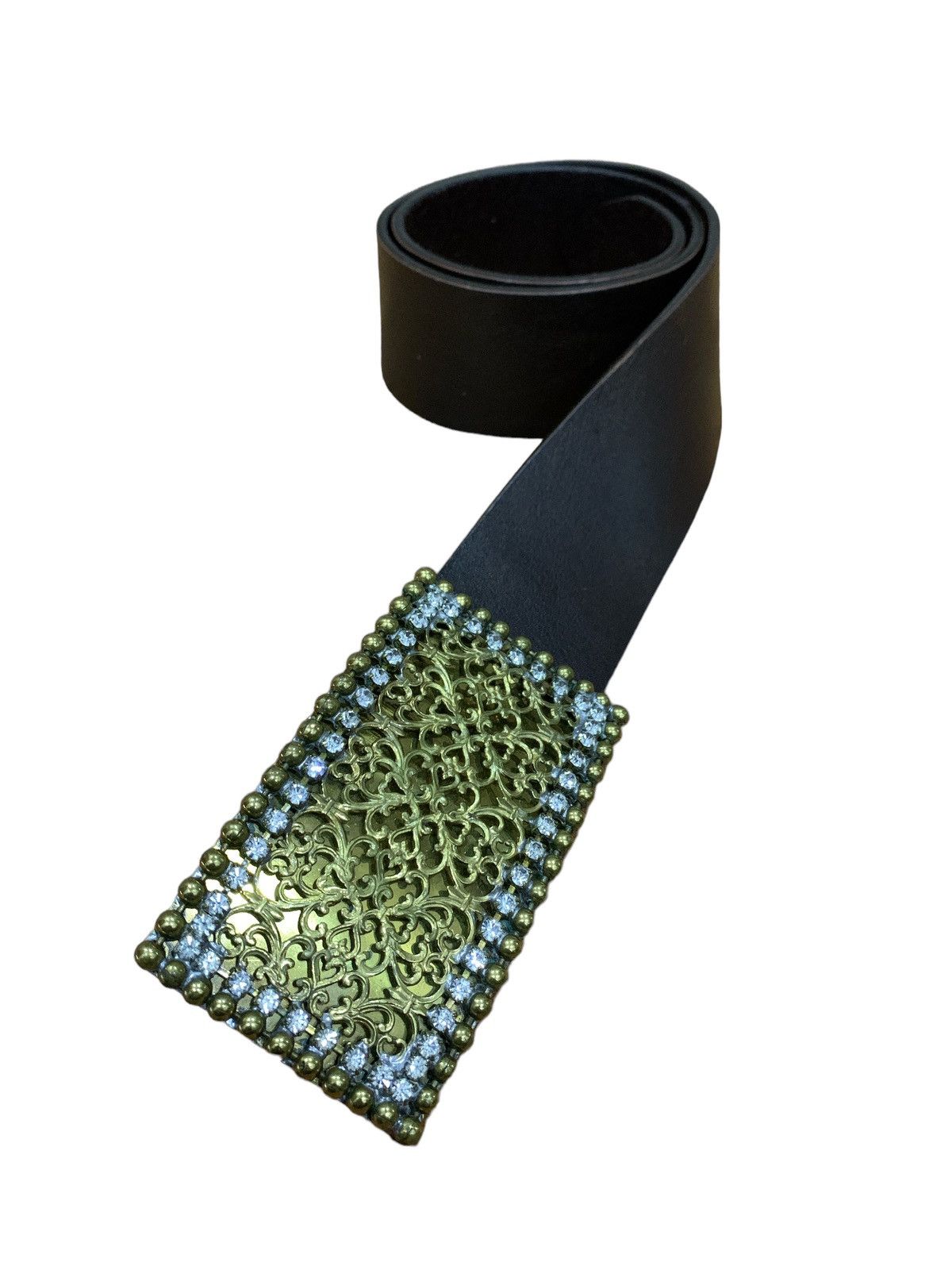 image of Italian Designers x Seditionaries Nanni Italy Alhambra Motive Leather Belt in Black, Men's (Size 32