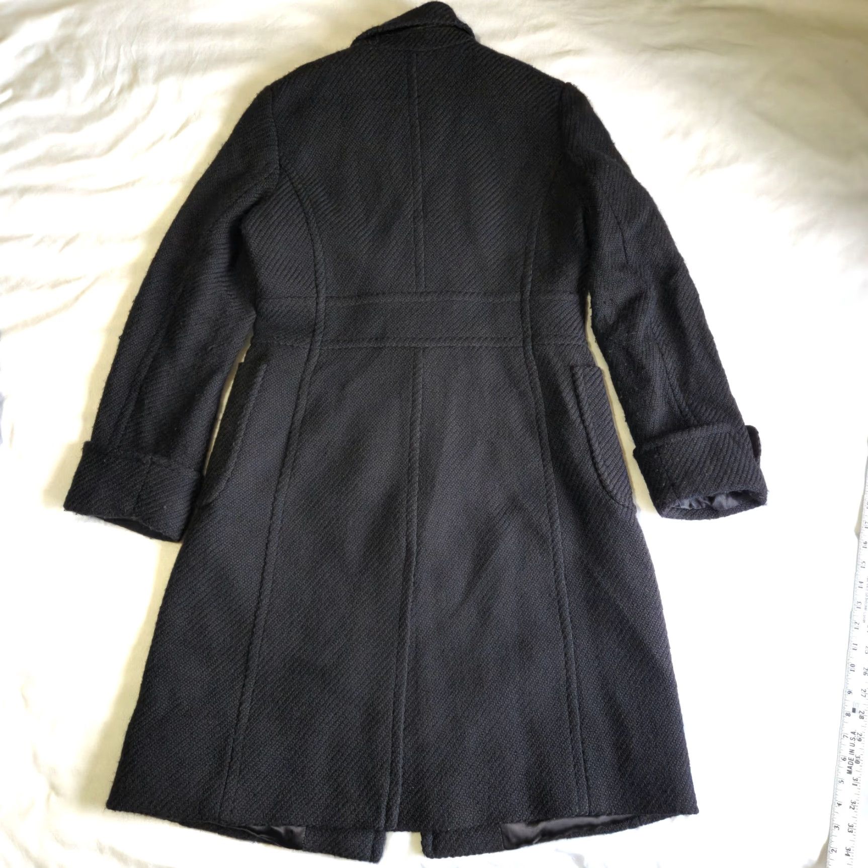 Express Express Women’s Size 9/10 Black Wool Blend Long Coat Made in Romania w/ Pockets Size L / US 10 / IT 46 - 6 Thumbnail
