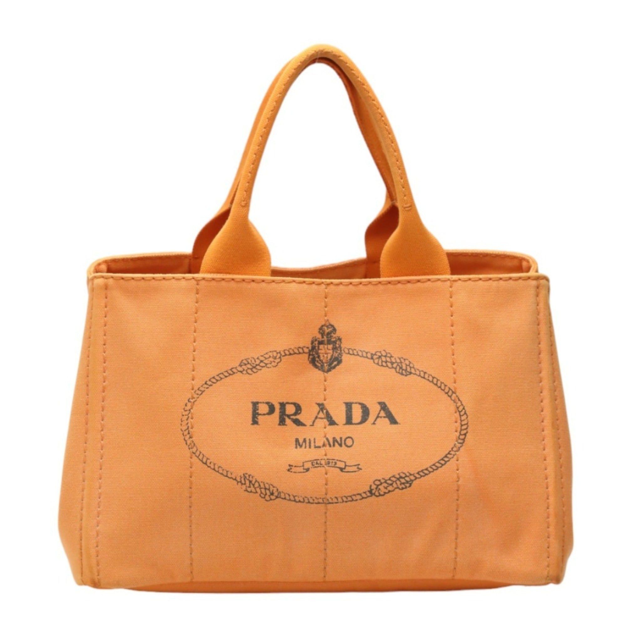 image of Prada Canvas Canapa Tote Cotton Denim Bn1877 Orange, Women's