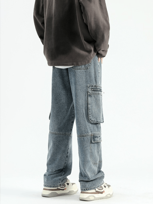 Japanese Brand Men's functional straight loose cargo jeans y2k Size US 32 / EU 48 - 3 Thumbnail