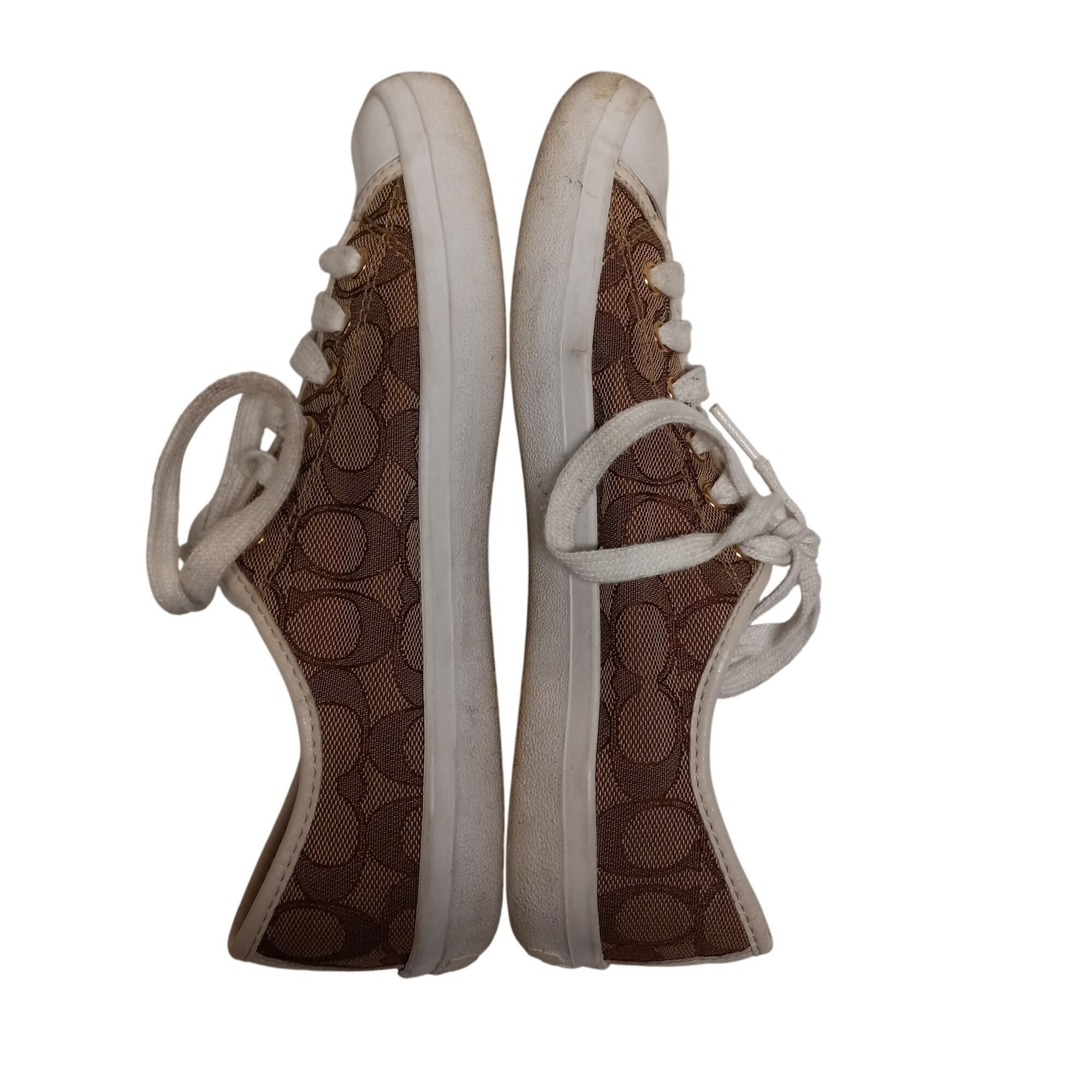 Coach Coach Size 8 8B Sneakers Signature Canvas Lace Up Brown Whit Size US 8 / IT 38 - 7 Thumbnail