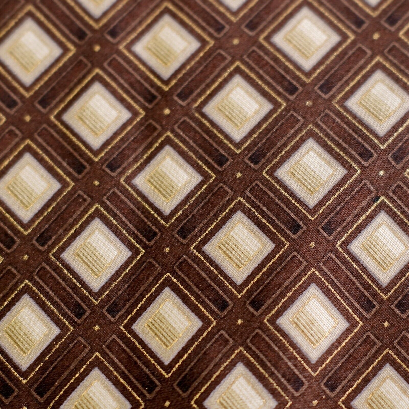 Stafford Stafford Brown Geometric Print Silk Tie Size ONE SIZE - 2 Thumbnail