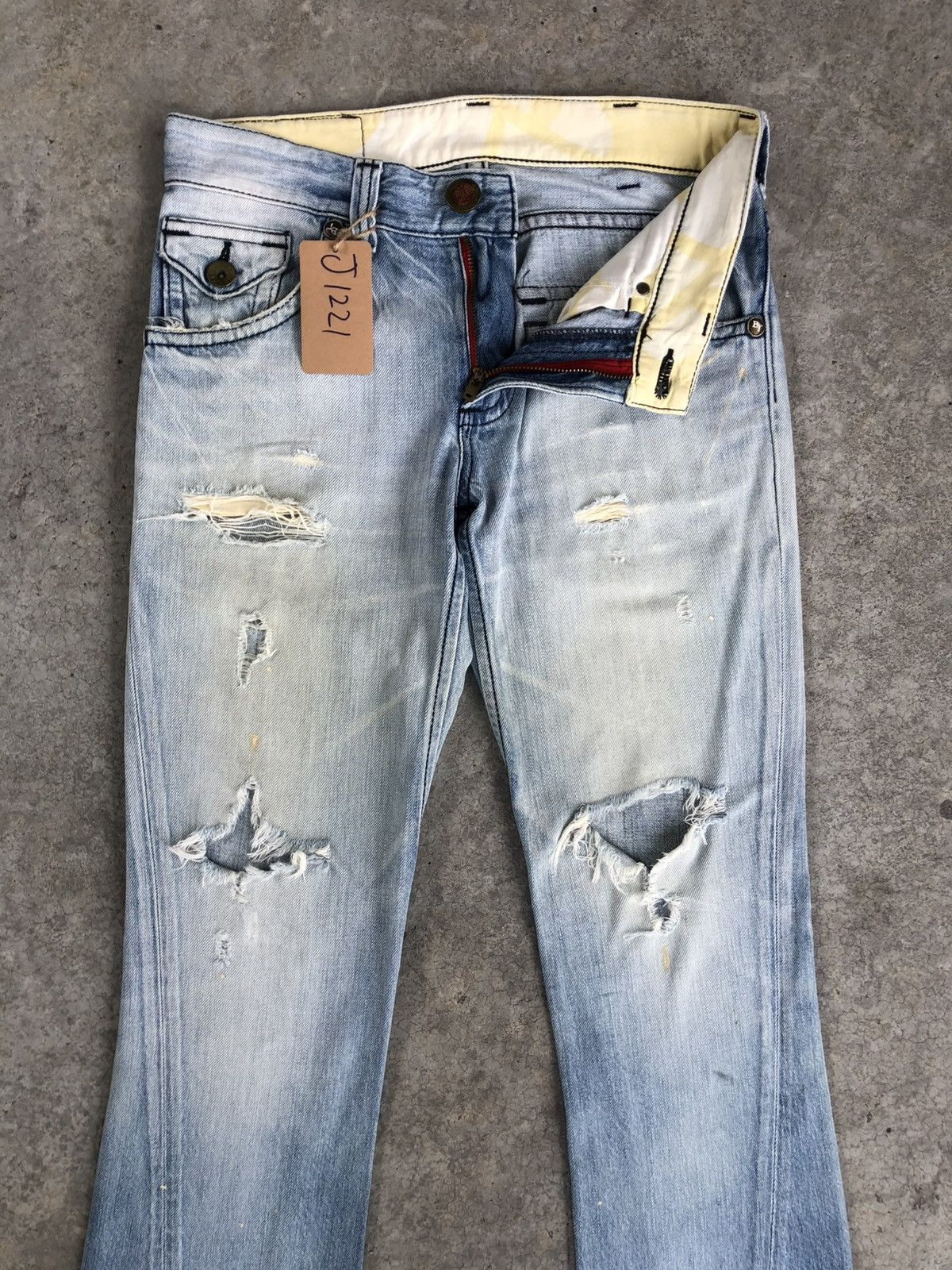 Who Decides War Japanese Edwin Blue Trip Flared Jeans Mud Wash Distressed Size US 32 / EU 48 - 3 Thumbnail