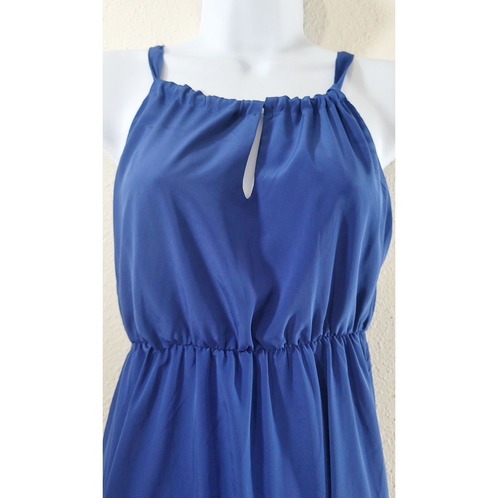 Old Navy Old Navy Blue Color Block Key Hole Halter Dress Small NWT Size S / US 4 / IT 40 - 3 Thumbnail