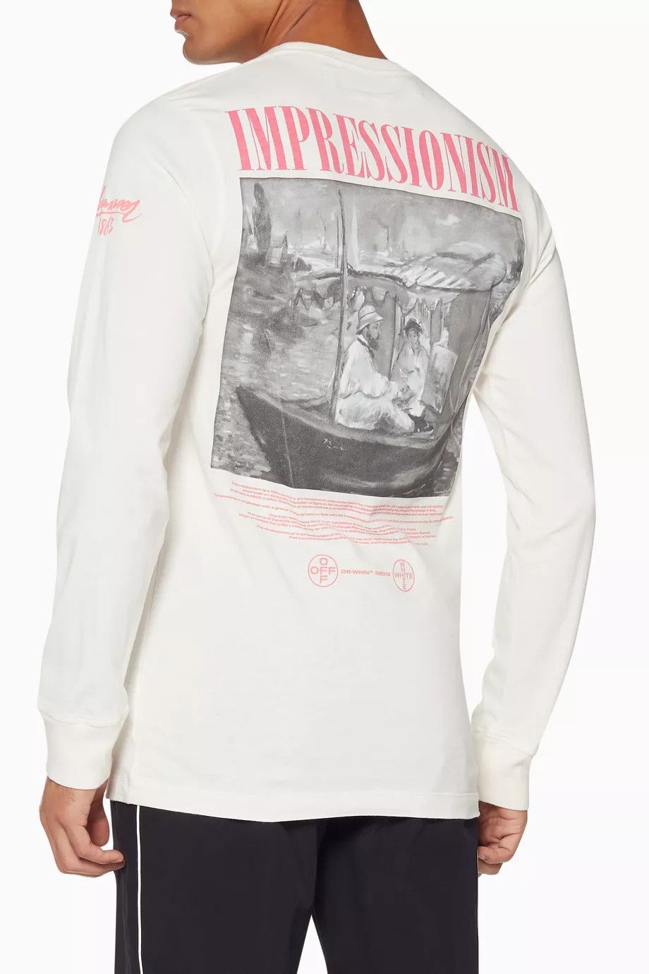Off-White Cream Impressionism Boat Painting Logo LS T-Shirt Size US M / EU 48-50 / 2 - 2 Thumbnail