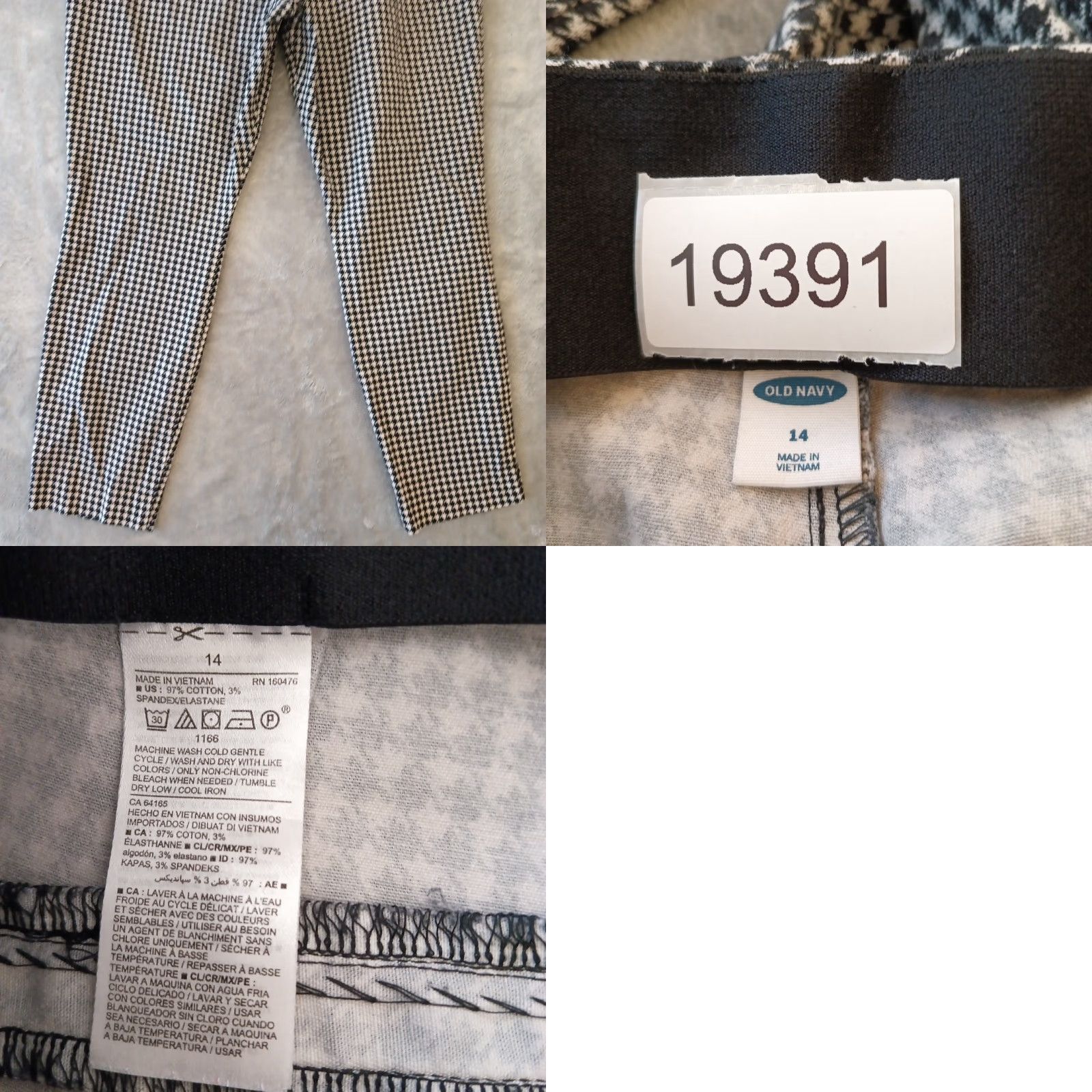 Old Navy Old Navy Pants Womens Size 14 Ankle Black Gray Houndstooth Side Zip 33x24 Straight Size 36" / US 14 / IT 50 - 8 Thumbnail