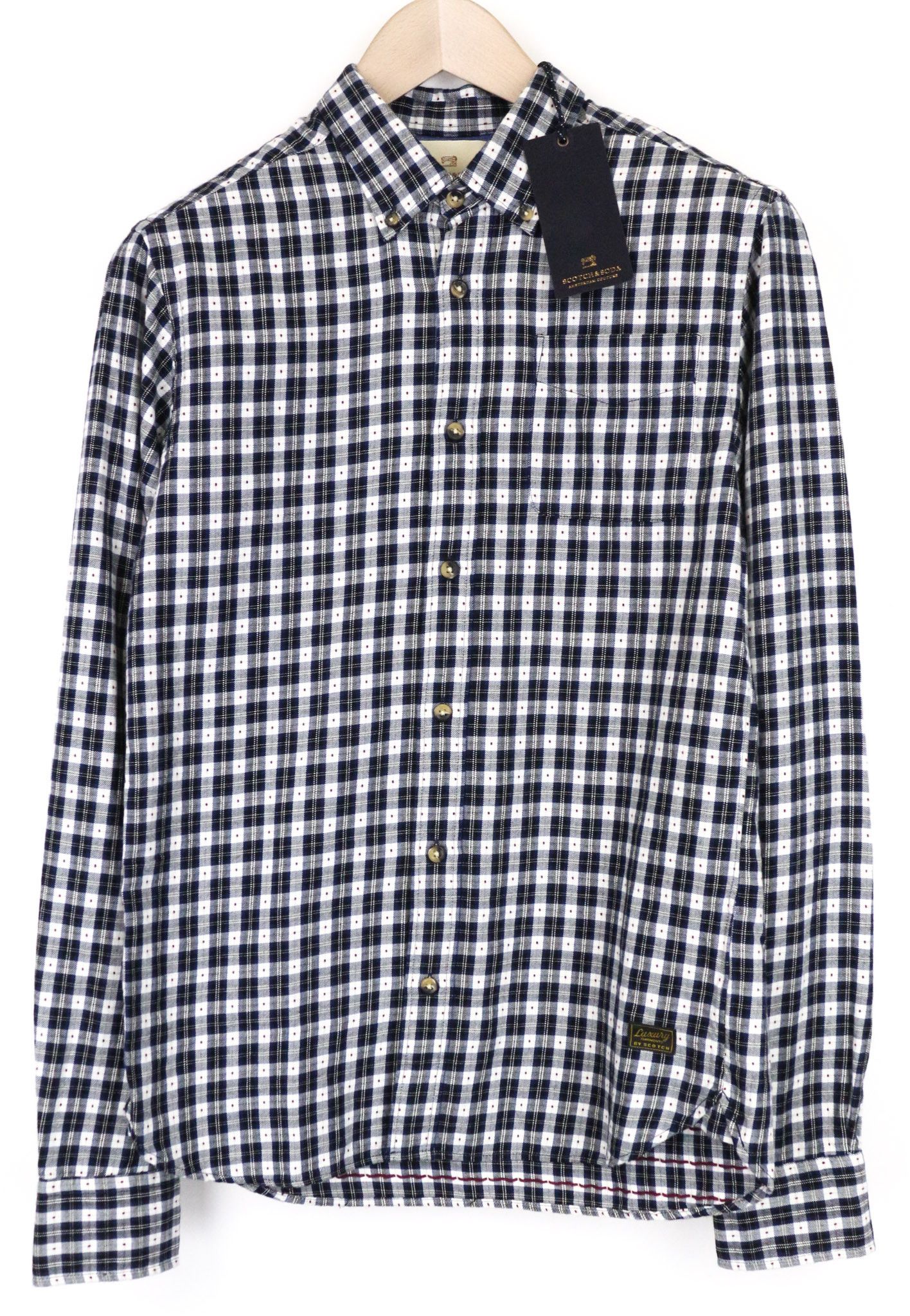 Scotch & Soda S Navy Blue Cotton Tartan Button Shirt 75223 Size US S / EU 44-46 / 1 - 1 Thumbnail