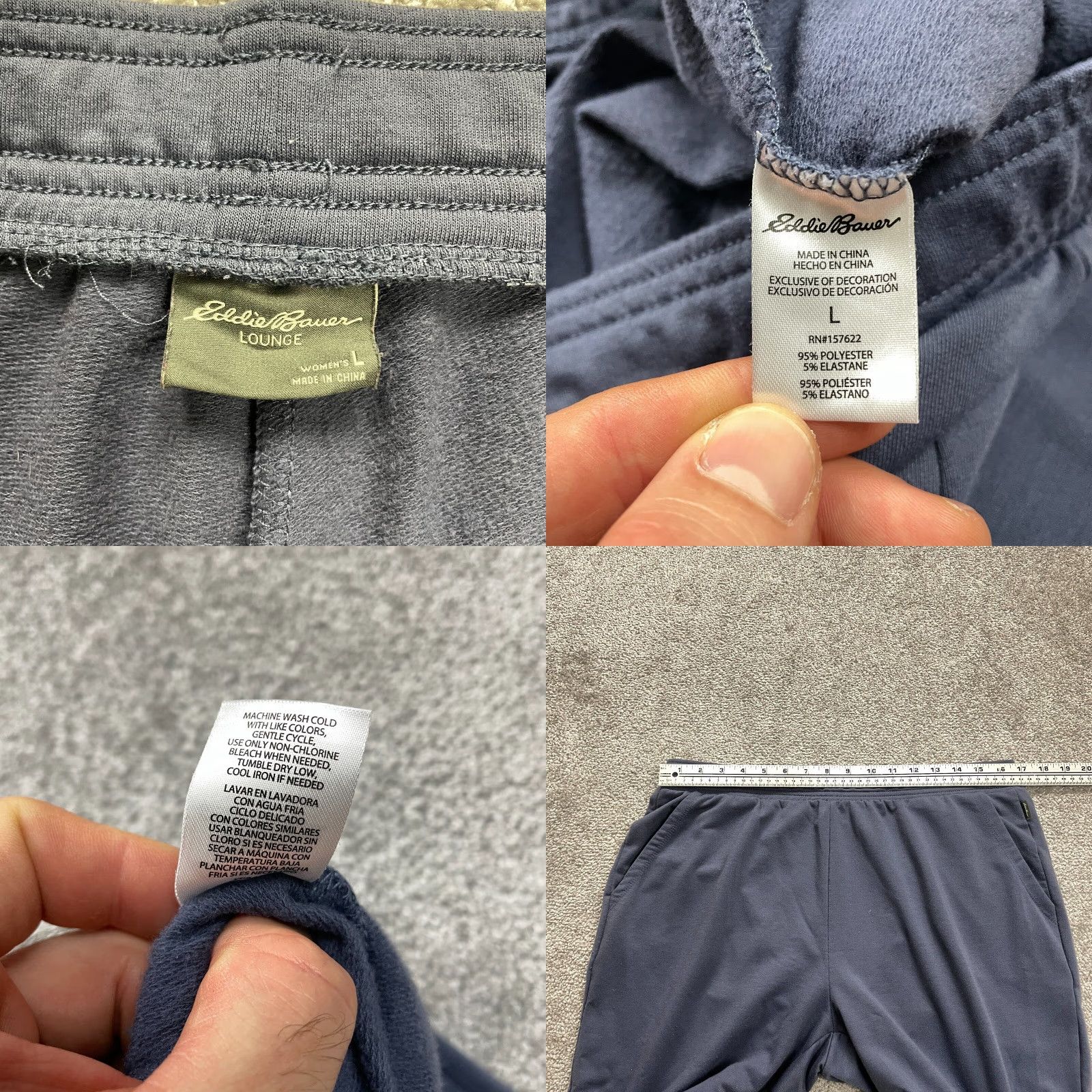 Eddie Bauer VINTAGE Eddie Bauer Lounge SweatPants Womens Large Blue Tapered Pull On Casual 34x28.5 Size 36" / US 14 / IT 50 - 8 Thumbnail