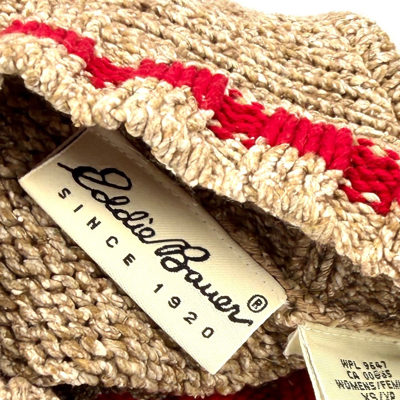 Eddie Bauer Vintage 90s Tan Red Fair Isle Reindeer Silk Blend Sweater Size XS / US 0-2 / IT 36-38 - 6 Thumbnail