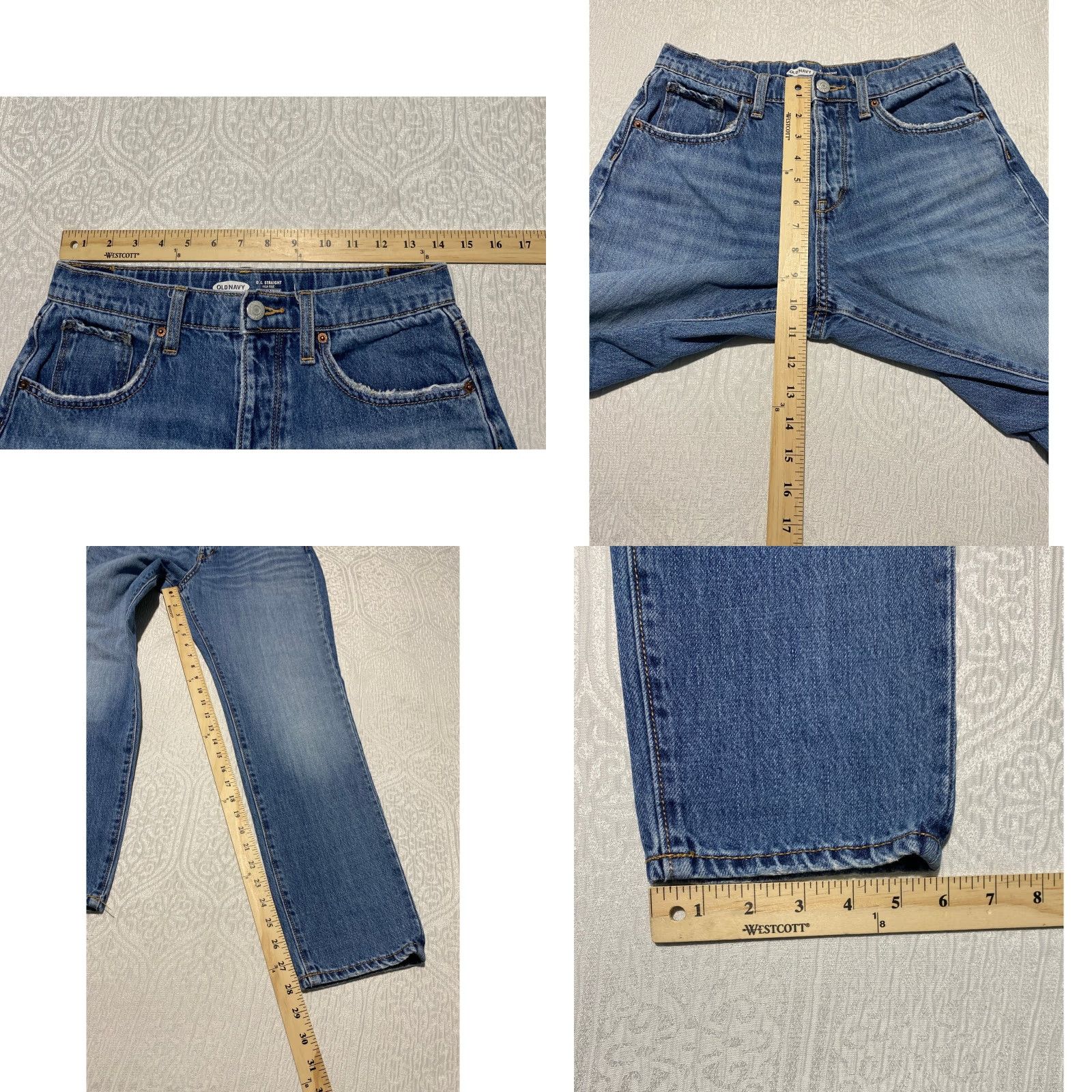 Old Navy Old Navy Jeans Straight Women's High Rise 16 Medium Wash Denim 28in Inseam 5-Pocket Button Fly Cotton Size 38" / US 16 / IT 52 - 8 Thumbnail